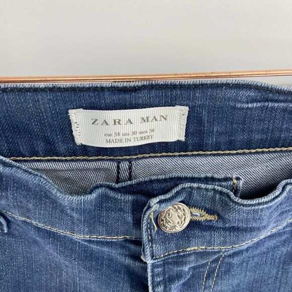 Zara Man Medium Wash Straight Leg Blue Denim Jeans Mens 30 - Picture 2 of 4